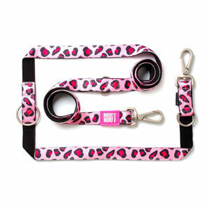 Max & Molly Multi-Function Hondenriem - Leopard Pink - M