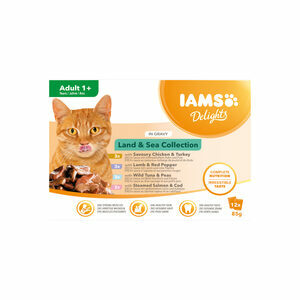 IAMS Delights Adult Cat Natvoer - Land & Sea Collection - Saus - 12 x 85 g