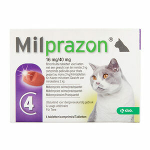 Milprazon grote kat (16 mg) - 2 x 4 tabletten