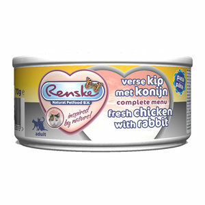 Renske Kat Vers Paté - Adult - Verse Kip met Konijn - 24 x 70 gram