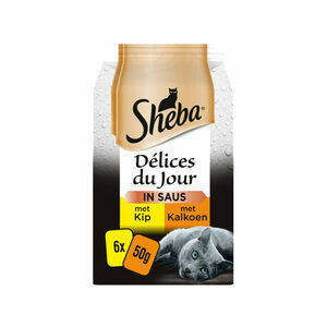 Sheba Délices Du Jour Kip & Kalkoen in Saus - 6 x 50 g