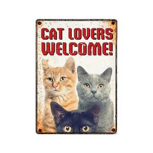 Waakbordje Cat Lovers Welcome - 210 x 148 mm