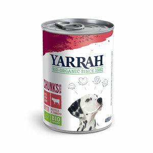 Yarrah - Natvoer Hond Blik Chunks met Rund Bio - 12 x 405 g