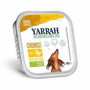 Yarrah - Natvoer Hond Kuipje Chunks met Kip Bio - 12 x 150 g